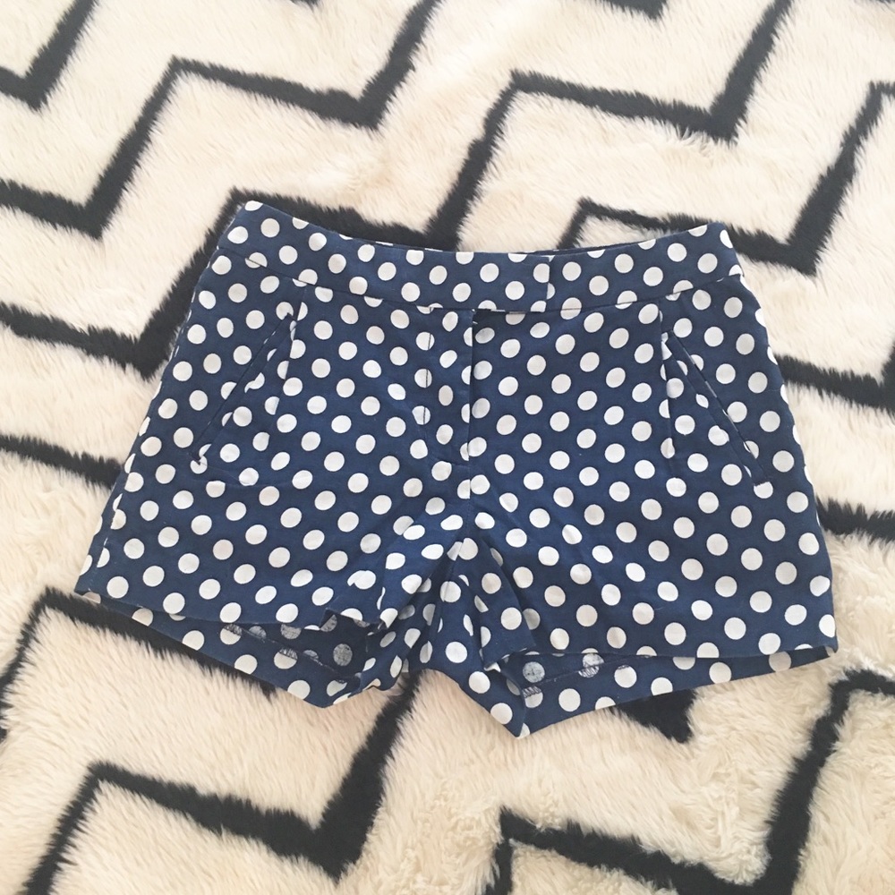 J. Crew Blue/White Polka Dot Shorts Size 0